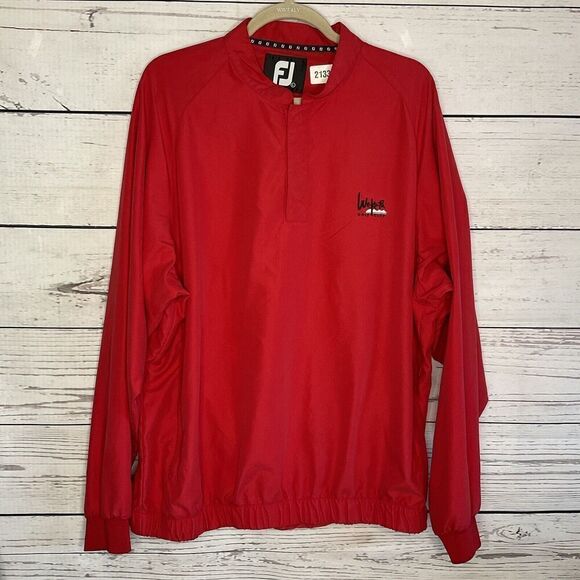 FOOTJOY Size‎ Large 1/2 Zip Red Performance Pullover Jacket Golf Windshrt Lined - Picture 3 of 10